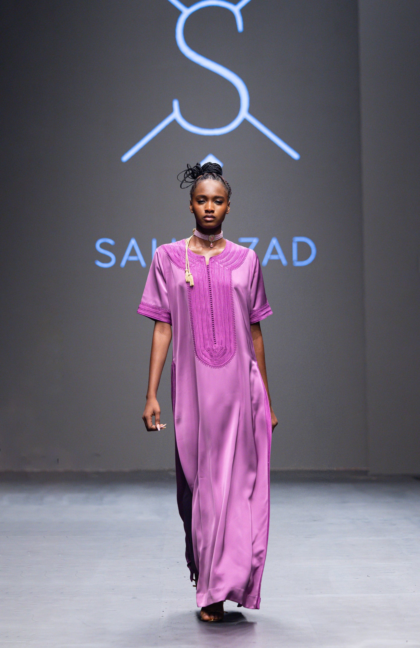 Amara – Violet Silk Caftan & Chiffon Trousers